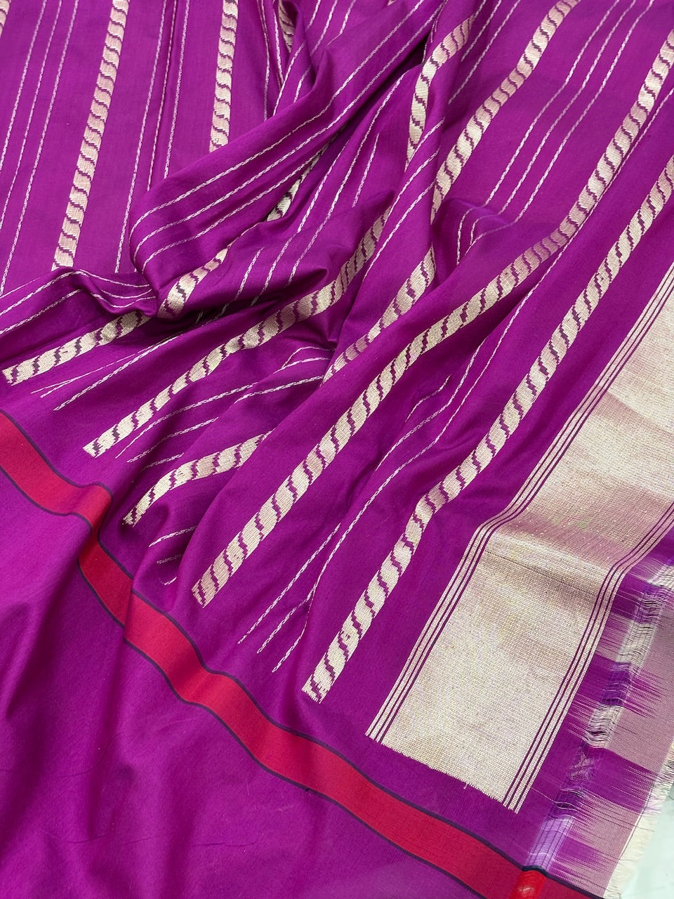 Peach Pure Banarasi Ektara Silk Handwoven Saree