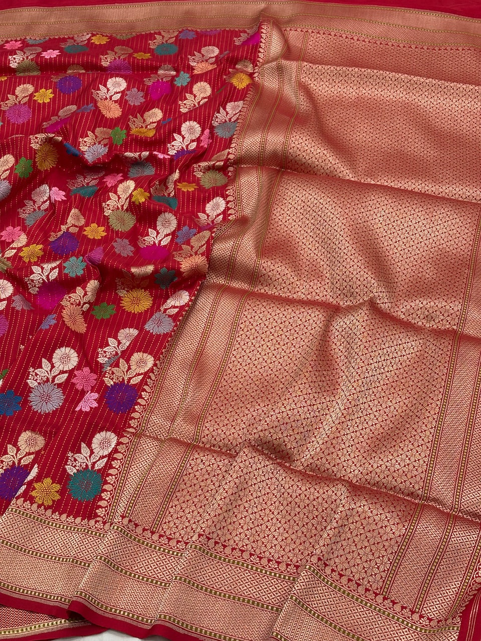 Red Banarasi Pure Katan Silk Handwoven Saree