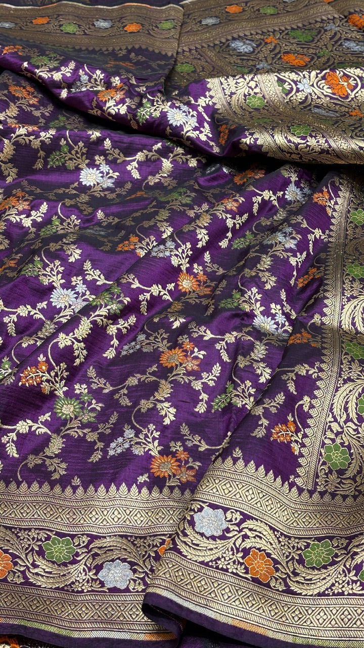 Purple Pure Banarasi Katan Silk Saree