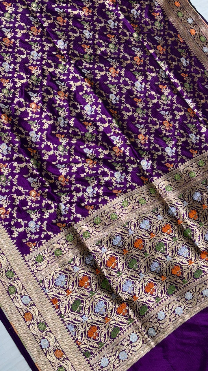 Purple Pure Banarasi Katan Silk Saree