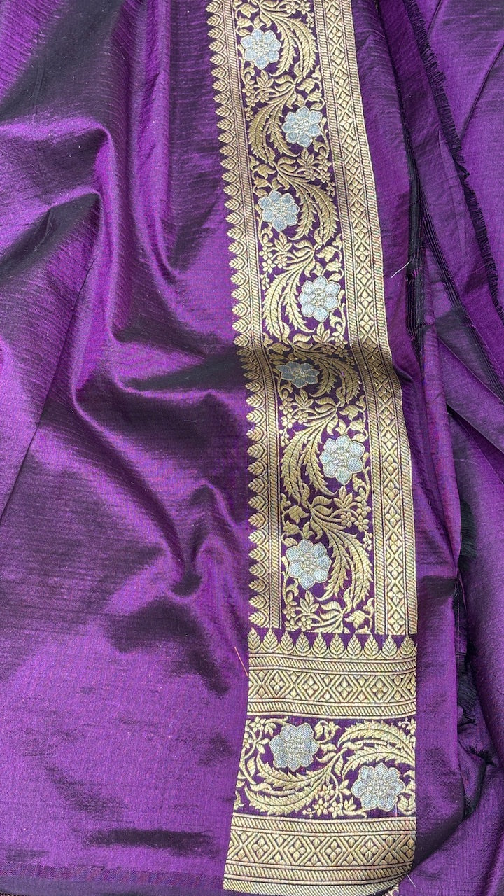 Purple Pure Banarasi Katan Silk Saree