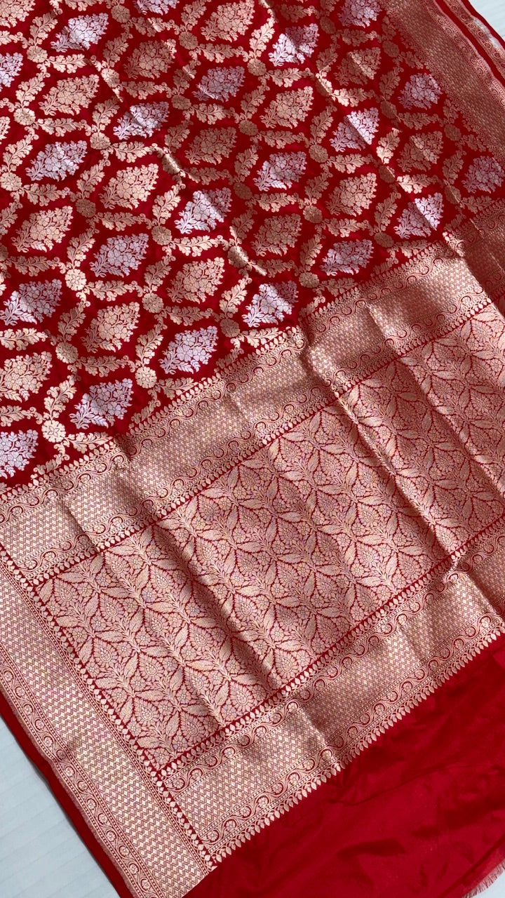 Red Pure Banarasi Katan Silk Saree