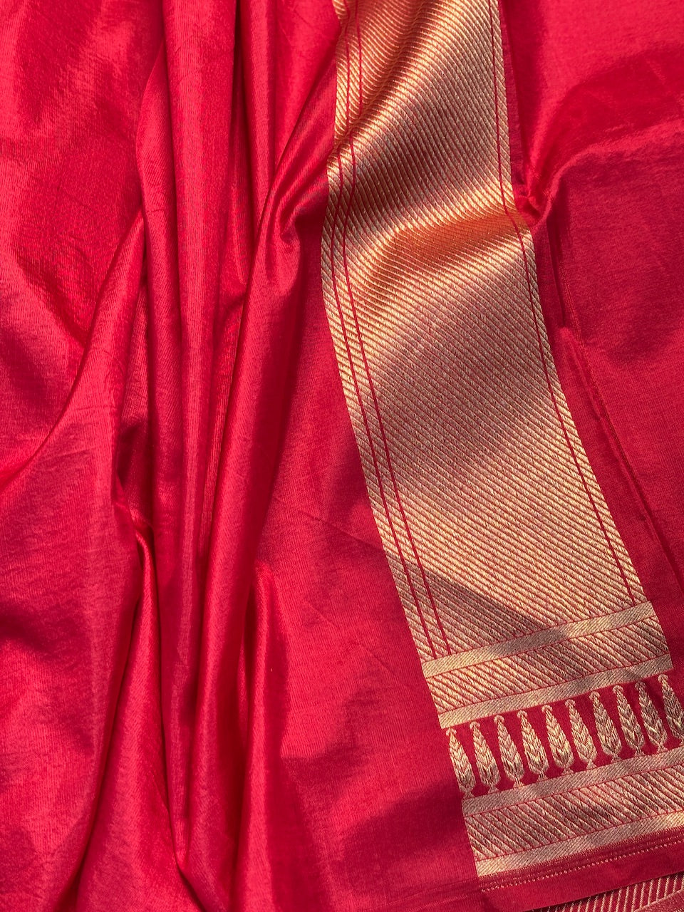 Red Banarasi Katan Brocade Silk Saree