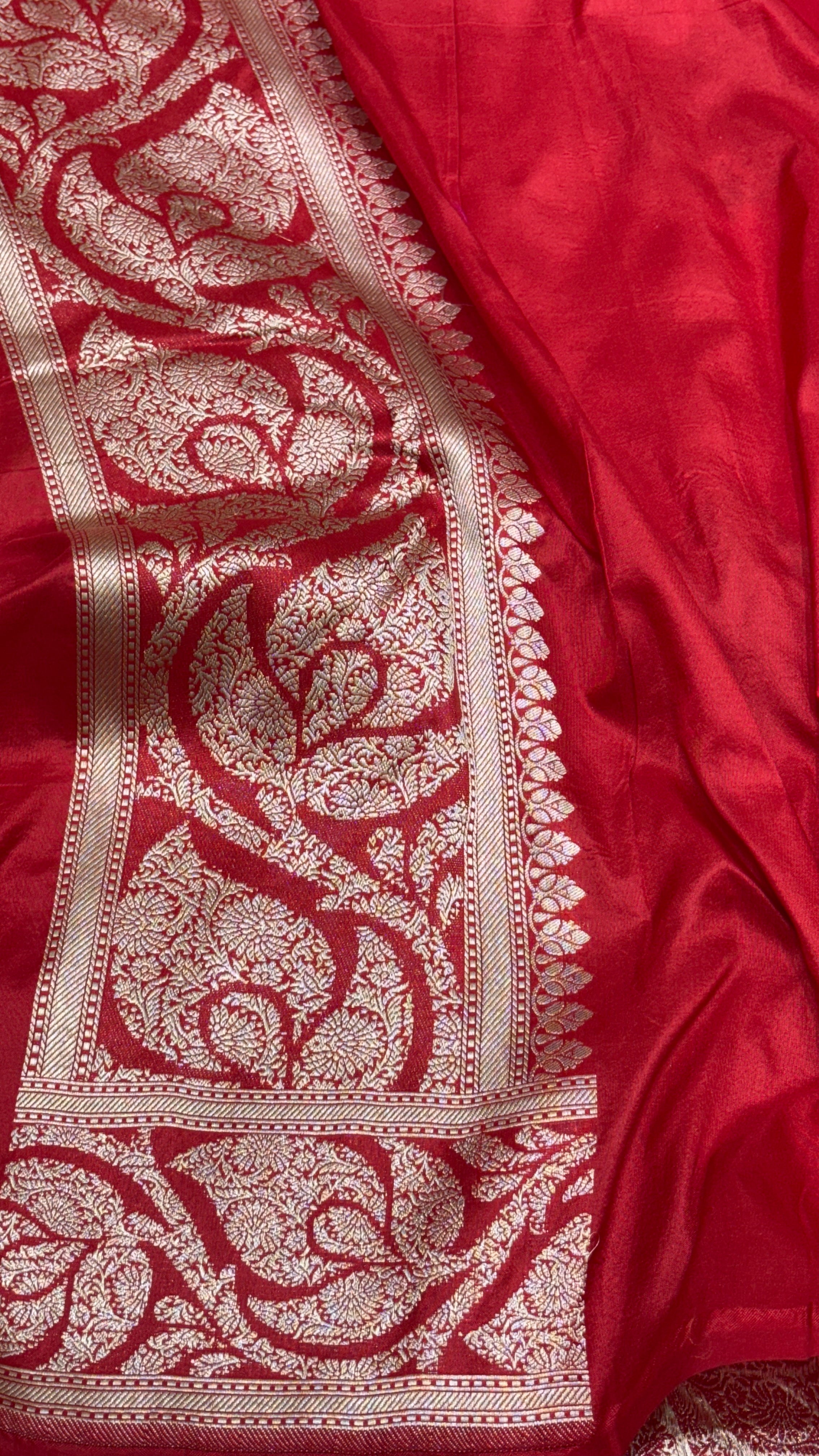 Red Pure Banarasi Katan Silk Saree