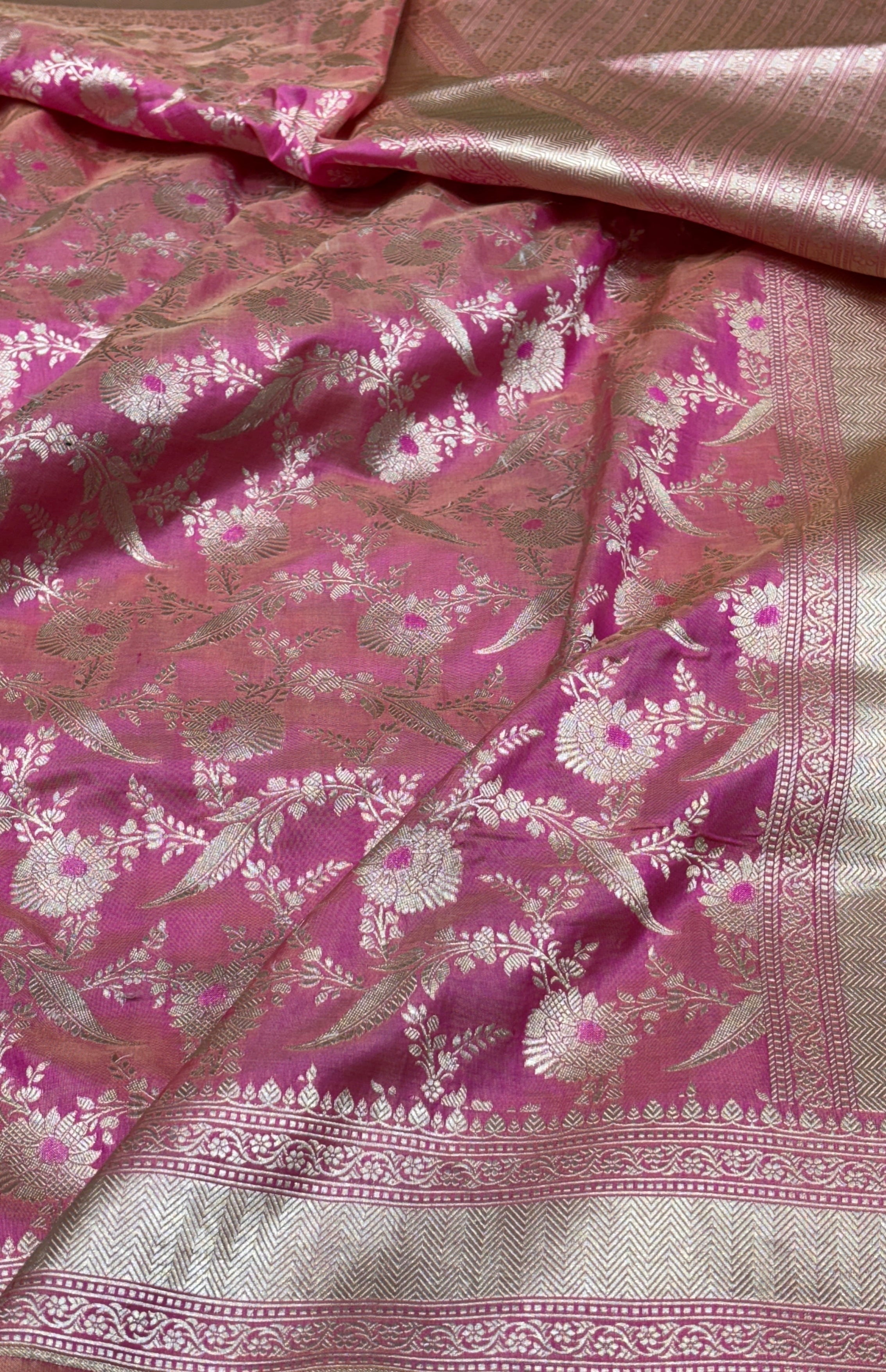 Pure Katan Silk Banarasi Saree in Elegant Pink