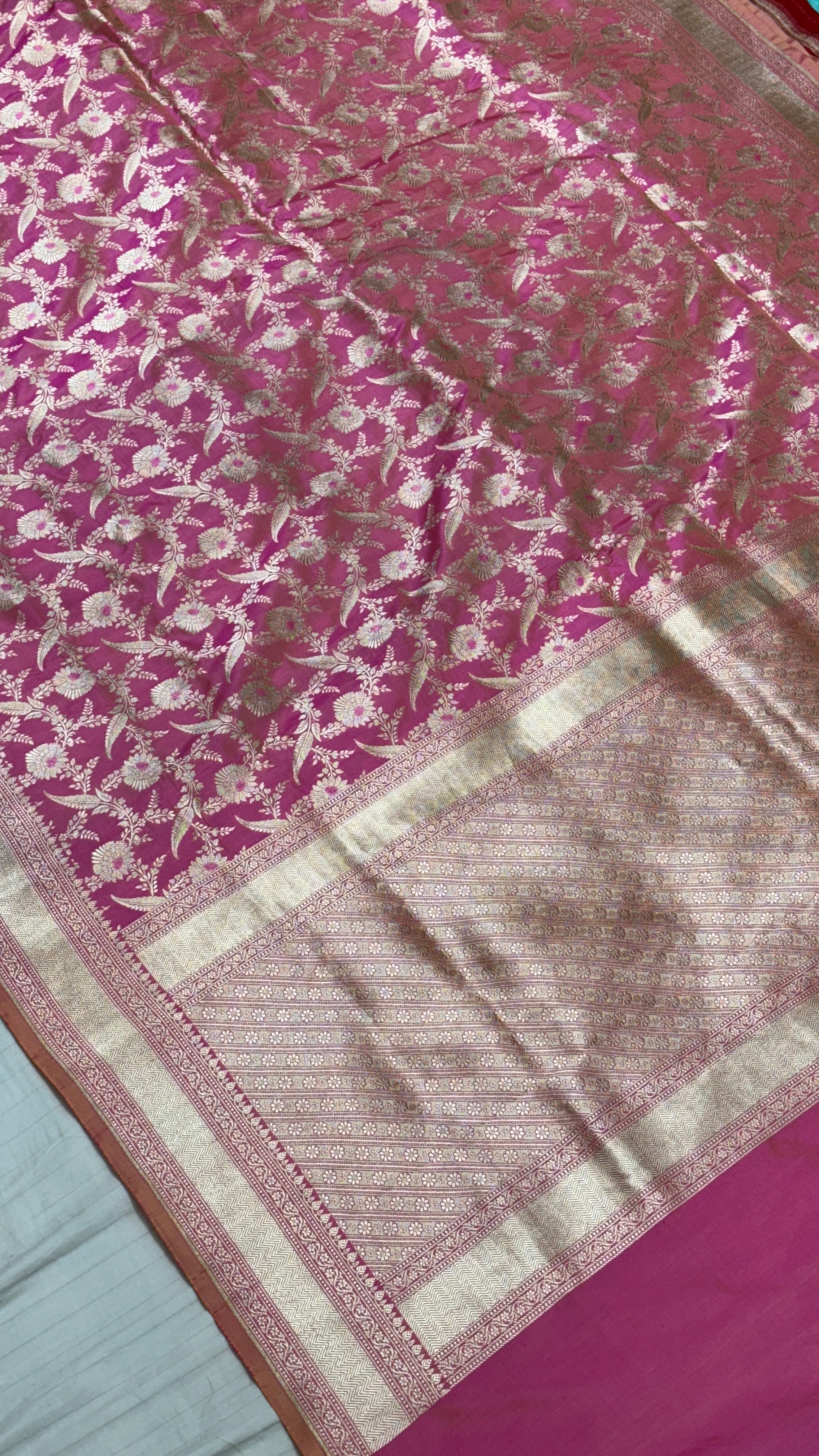 Pure Katan Silk Banarasi Saree in Elegant Pink