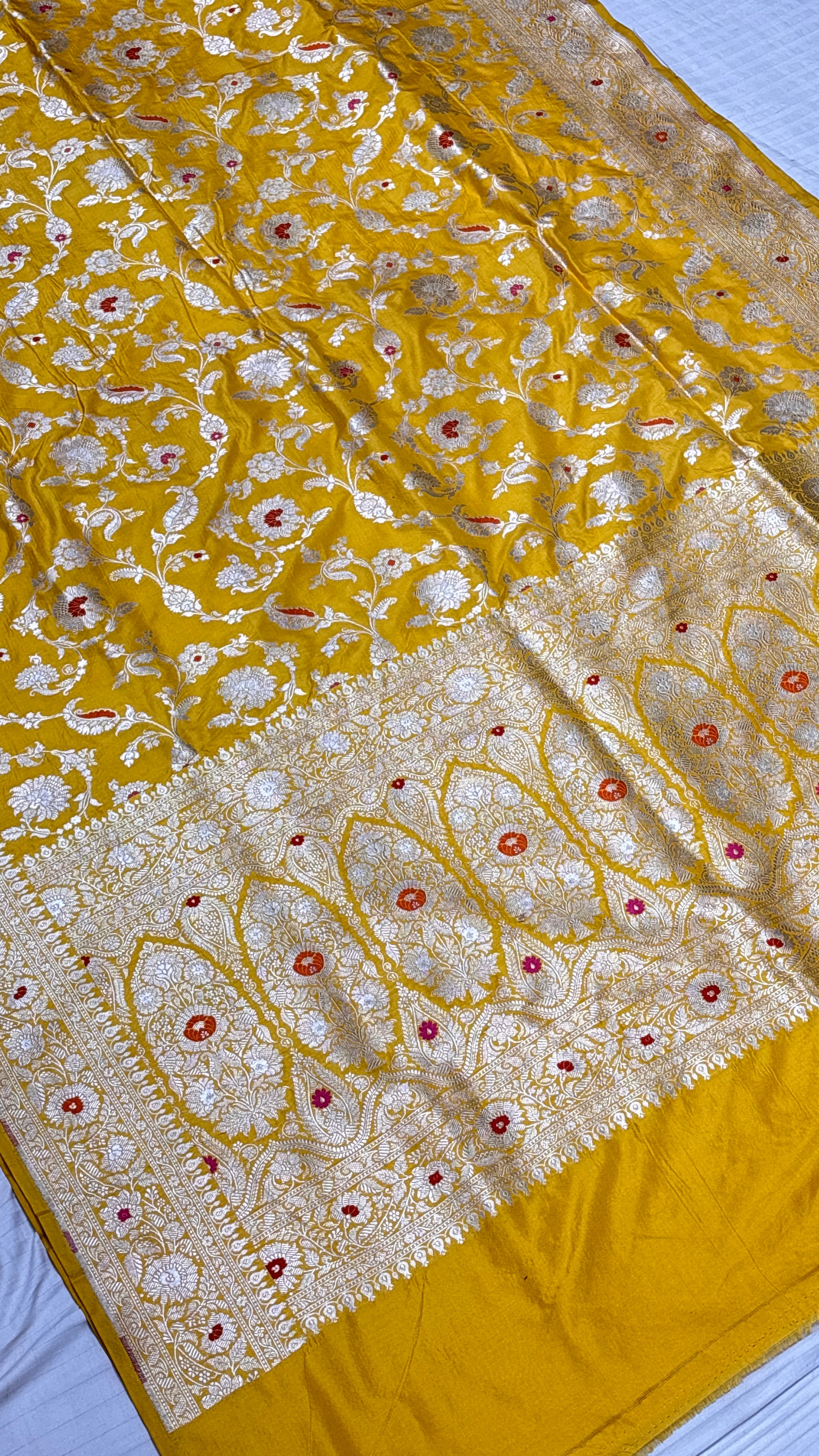 Pure Katan Silk Banarasi Saree in Radiant Yellow