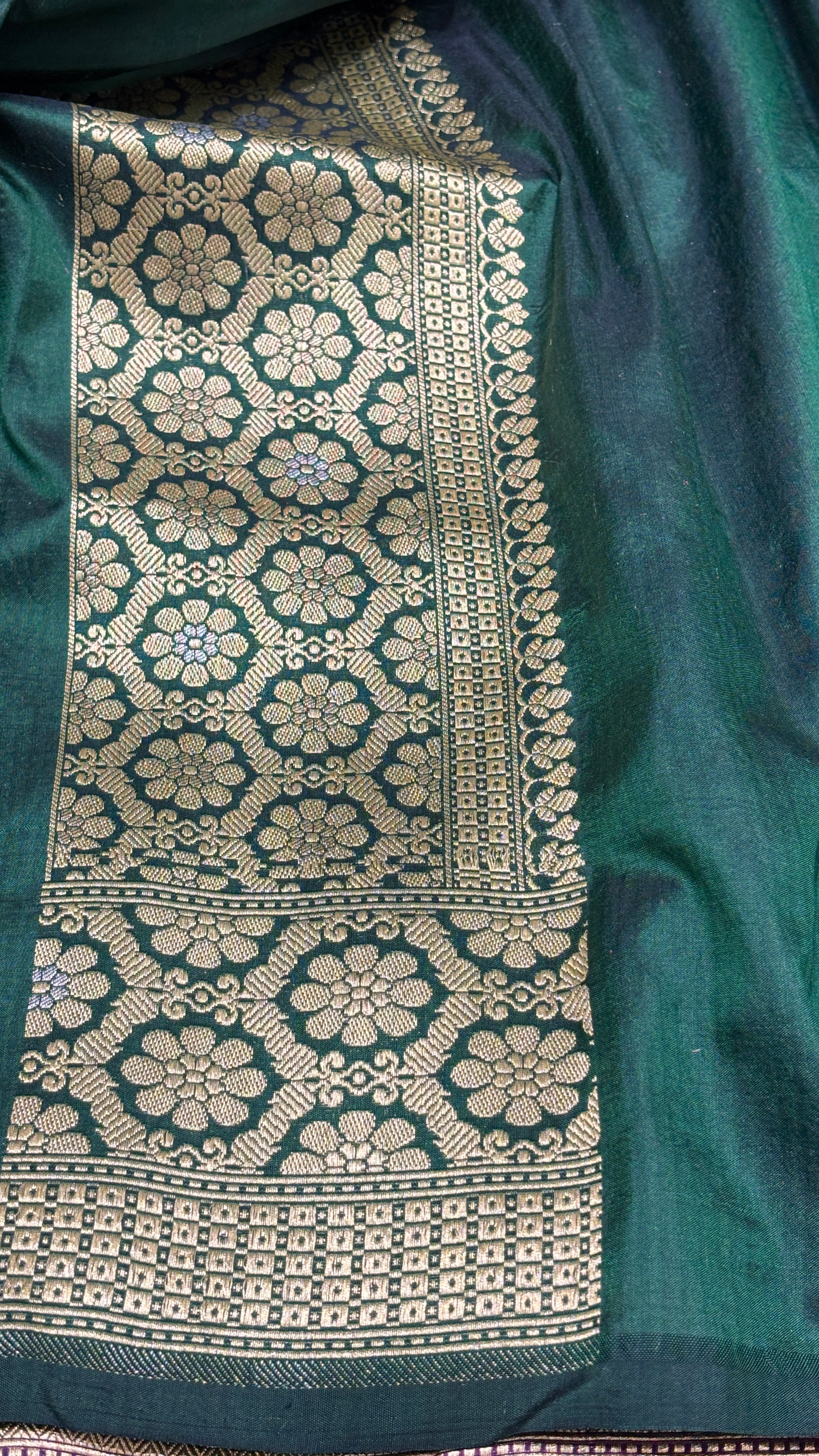 Pure Banarasi Katan Silk Saree in Forest Green