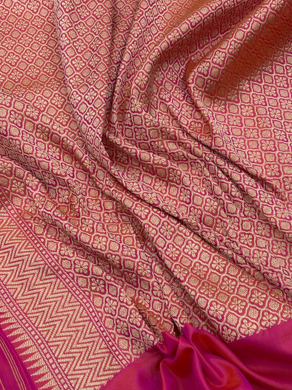 Peach Pure Banarasi Ektara Silk Handwoven Saree