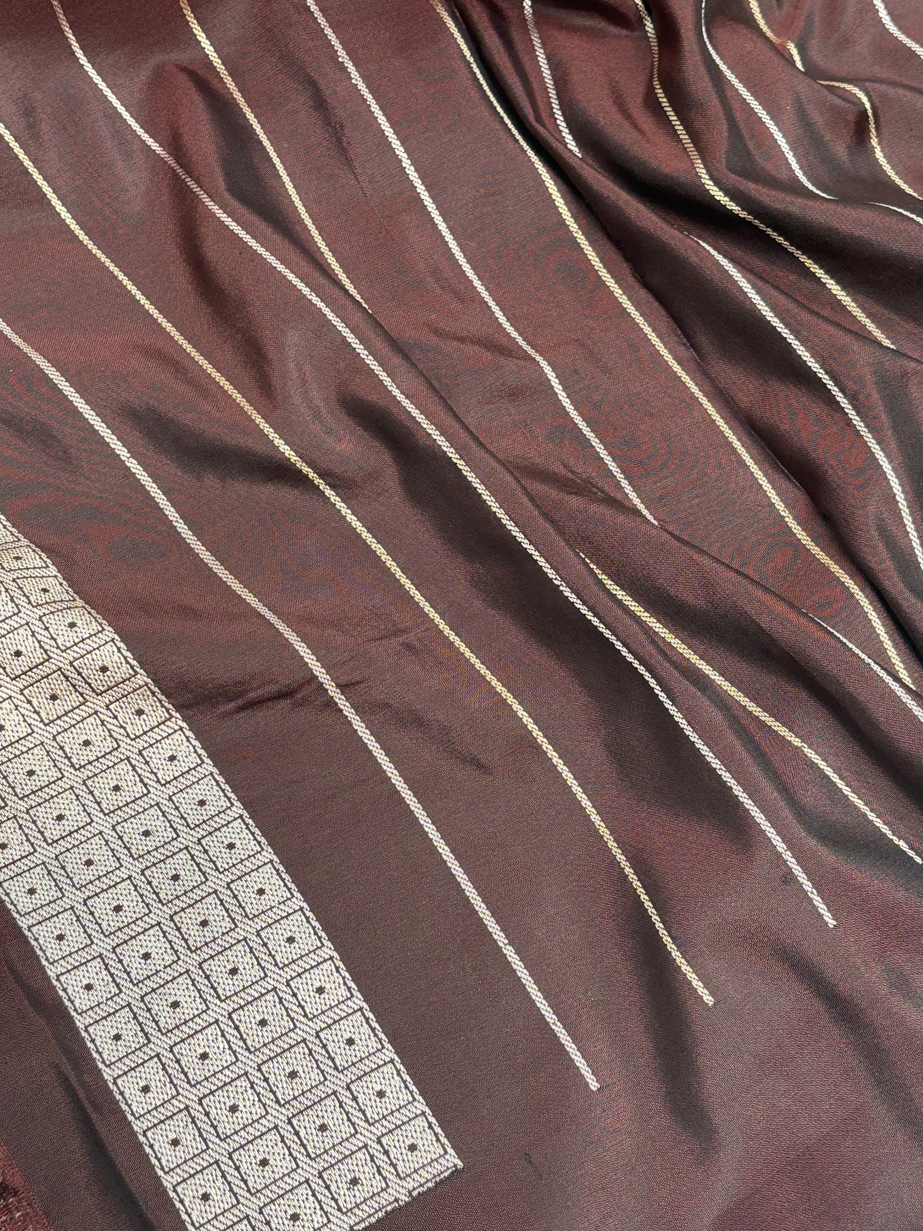 Brown Handwoven Banarasi Pure Ektara Katan Silk Saree