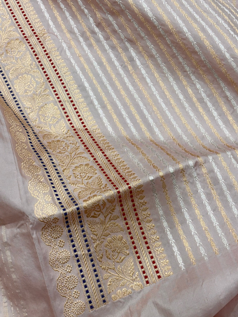 Peach Banarasi Pure Katan Silk Rangkaat Handwoven Saree