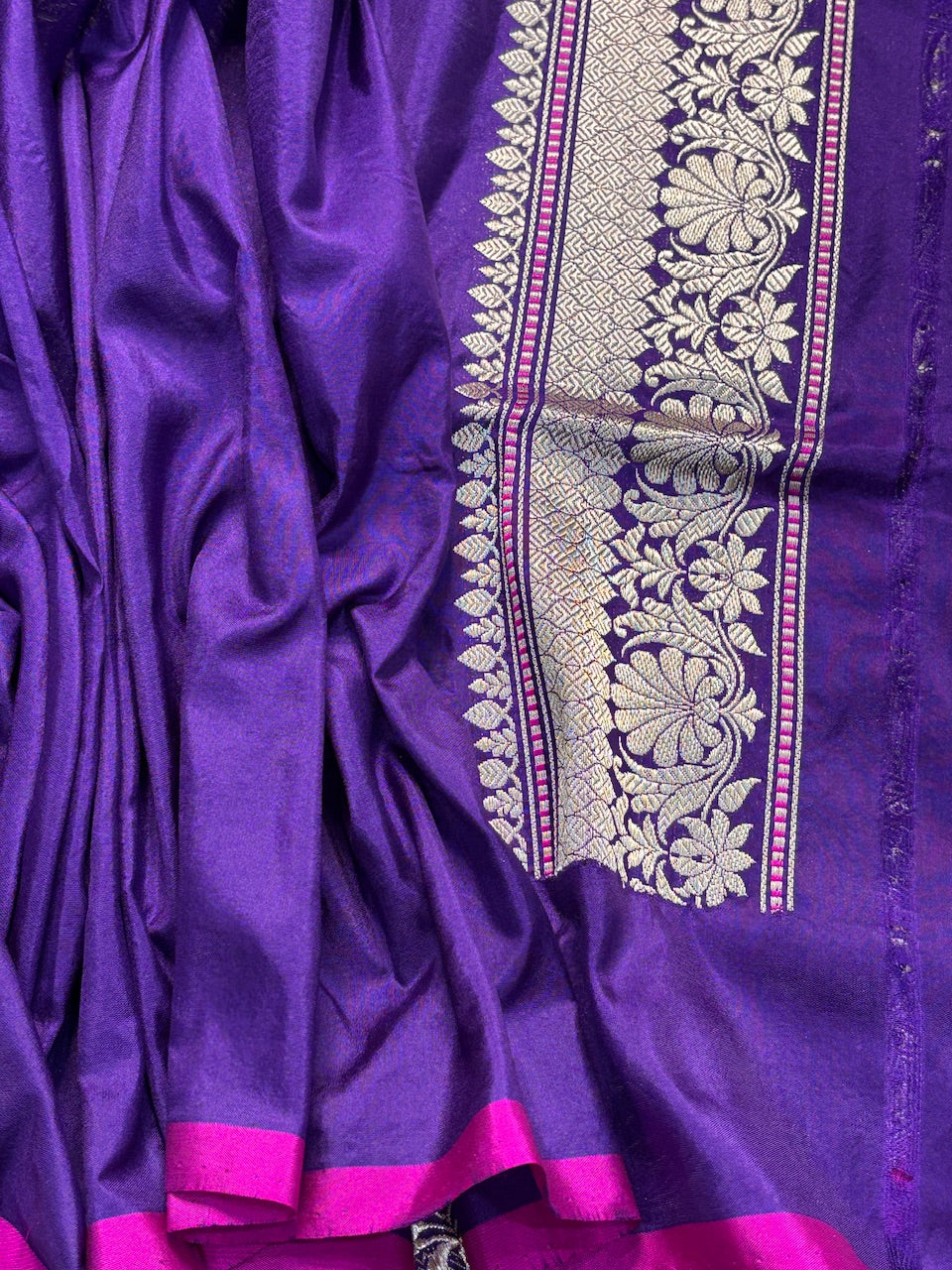 Deep Purple Purple Banarasi Kingkabh Brocade Silk Handwoven Saree