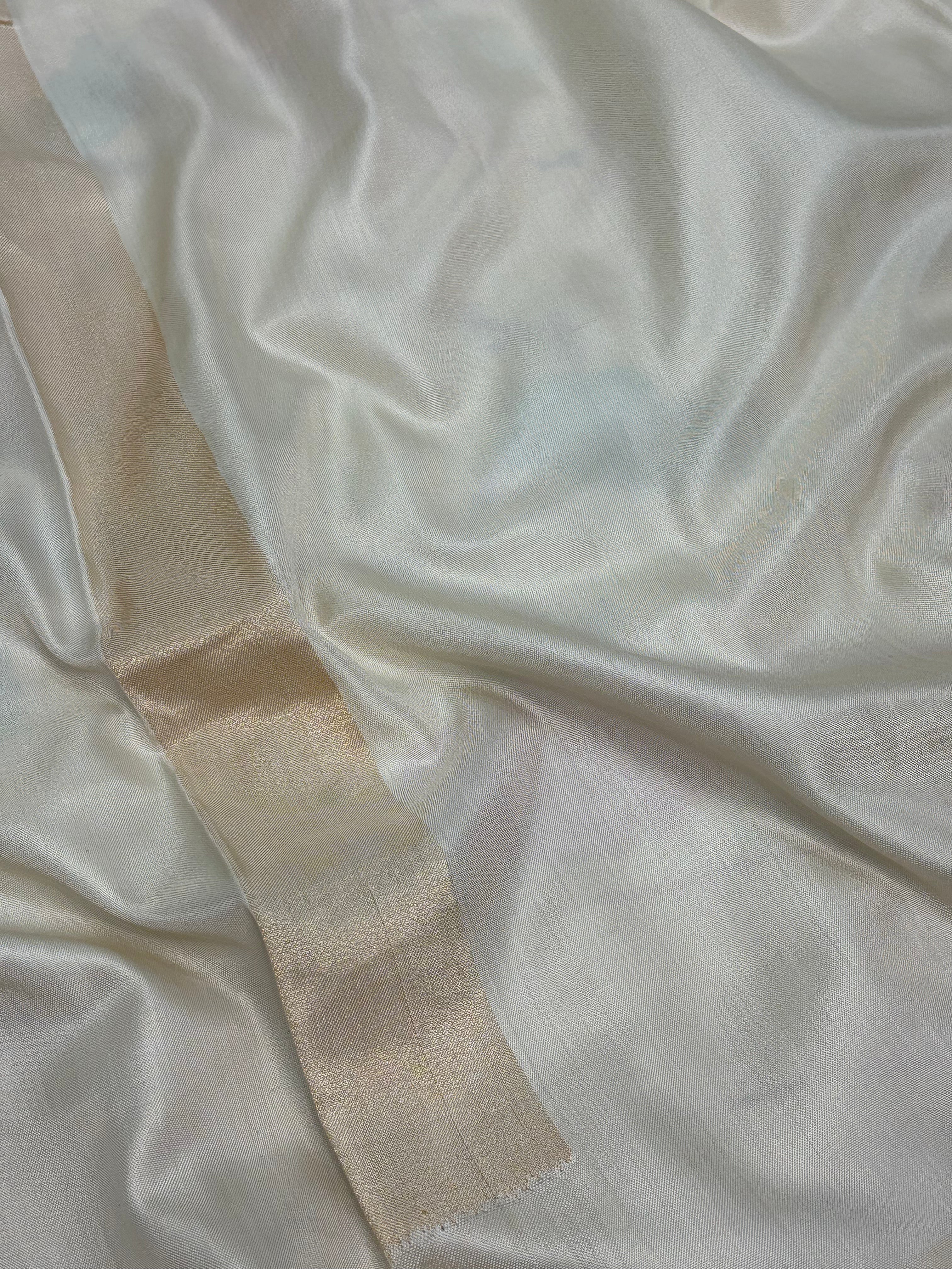 Shwetambari Handwoven Banarasi Pure Katan Silk Ektara Jamdani Saree with Real Gold and Silver Zari