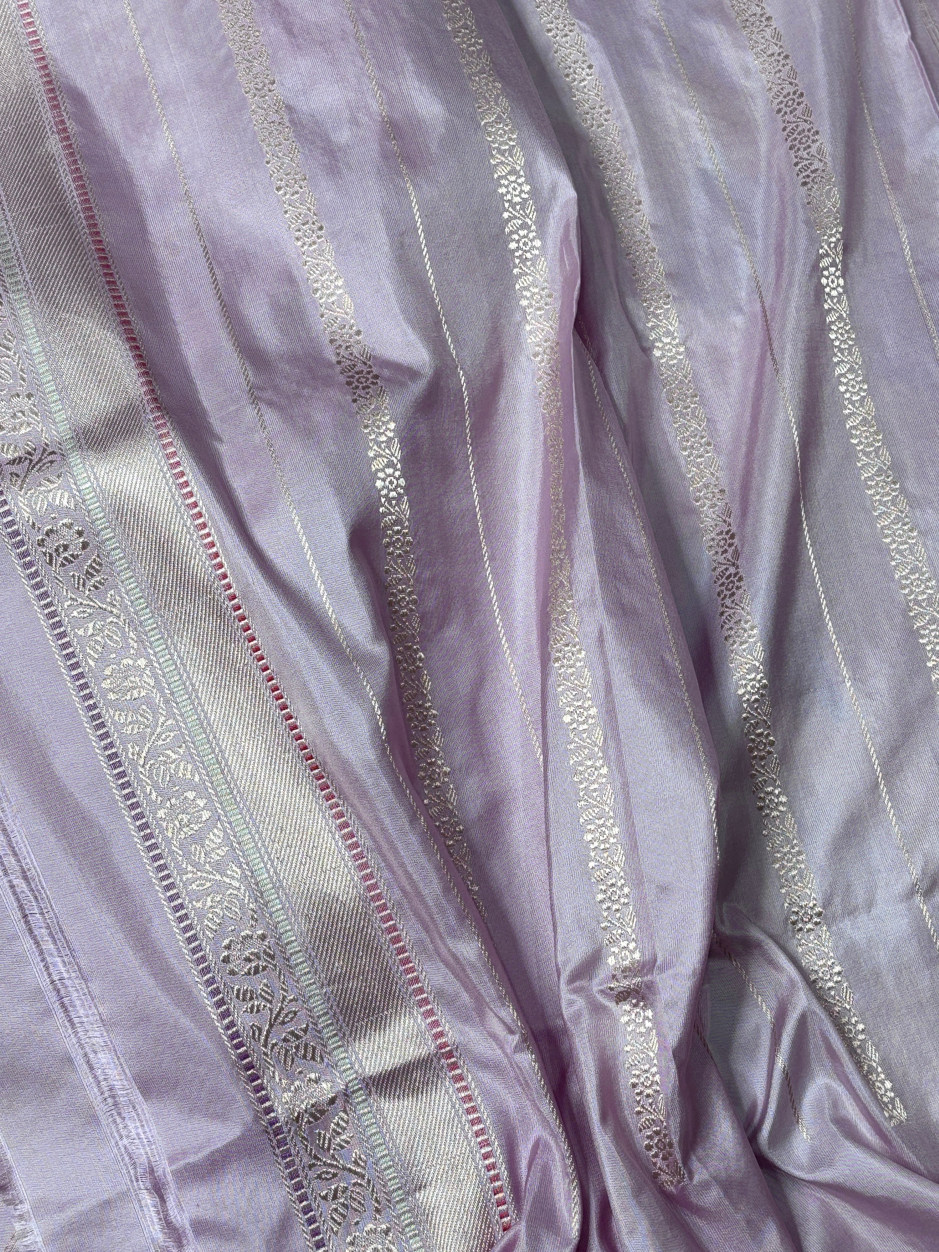 Light Lavender Pure Banarasi Rangkaat Silk Handloom Saree