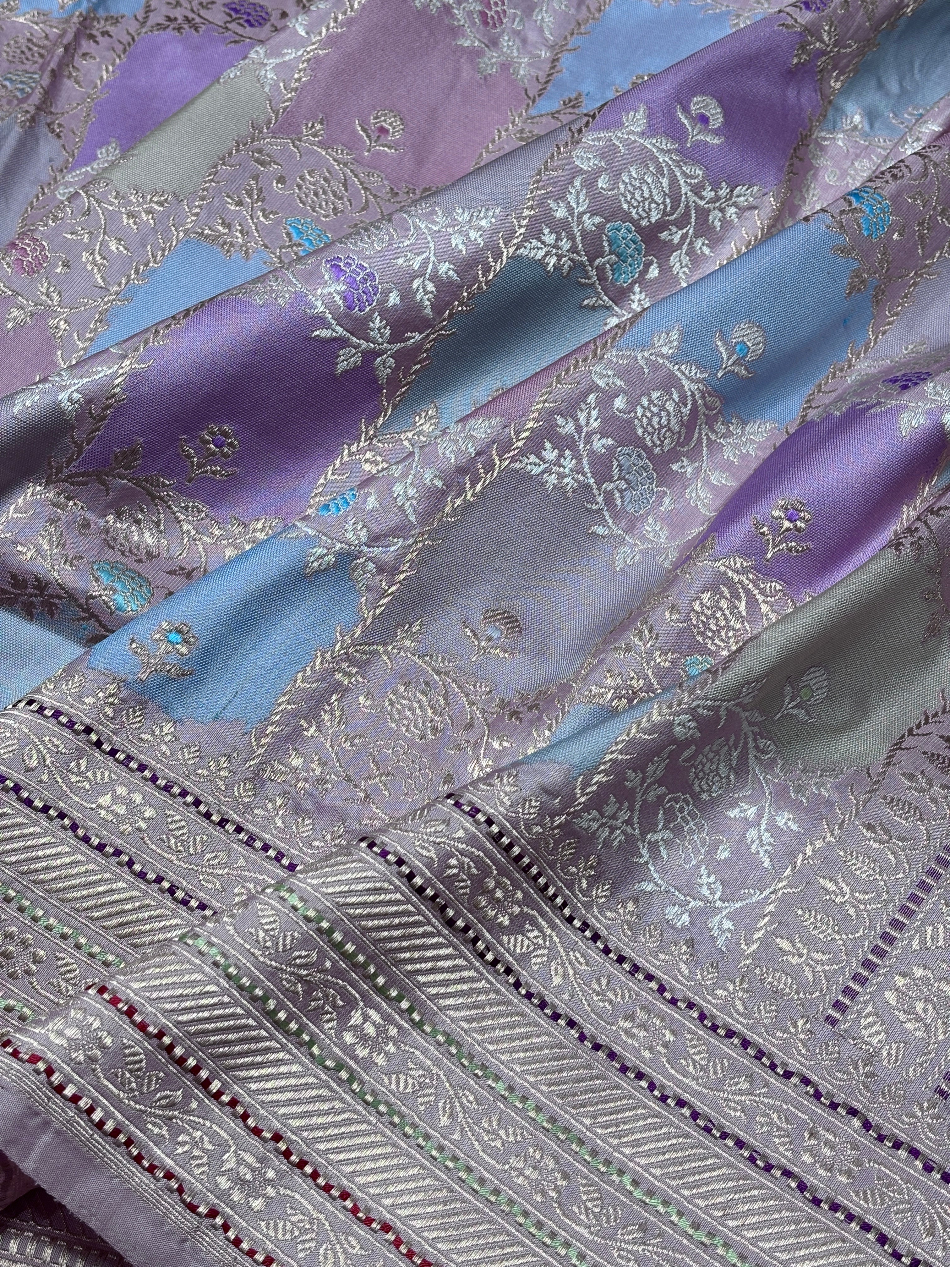 Light Lavender Pure Banarasi Rangkaat Silk Handloom Saree