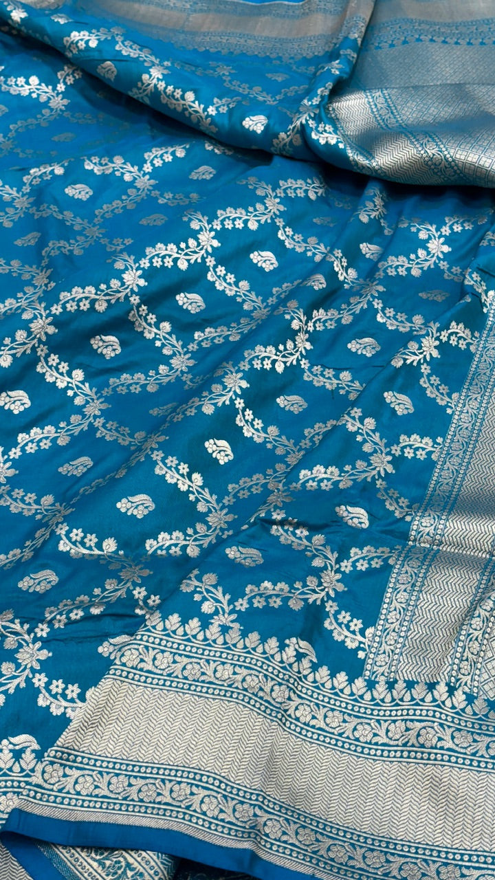 Sky Blue Color Pure Banarasi Katan Silk Saree