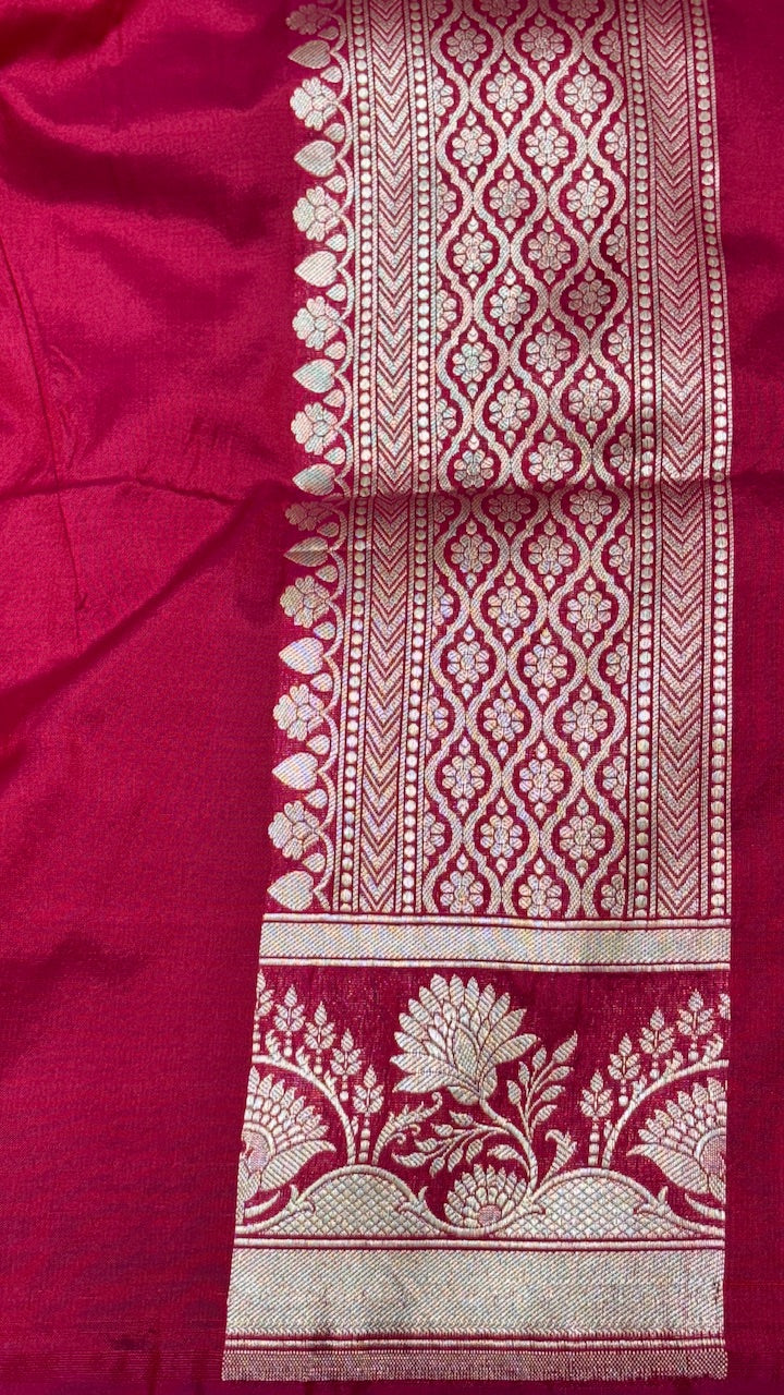 Dark Pink Pure Banarasi Katan Silk Saree