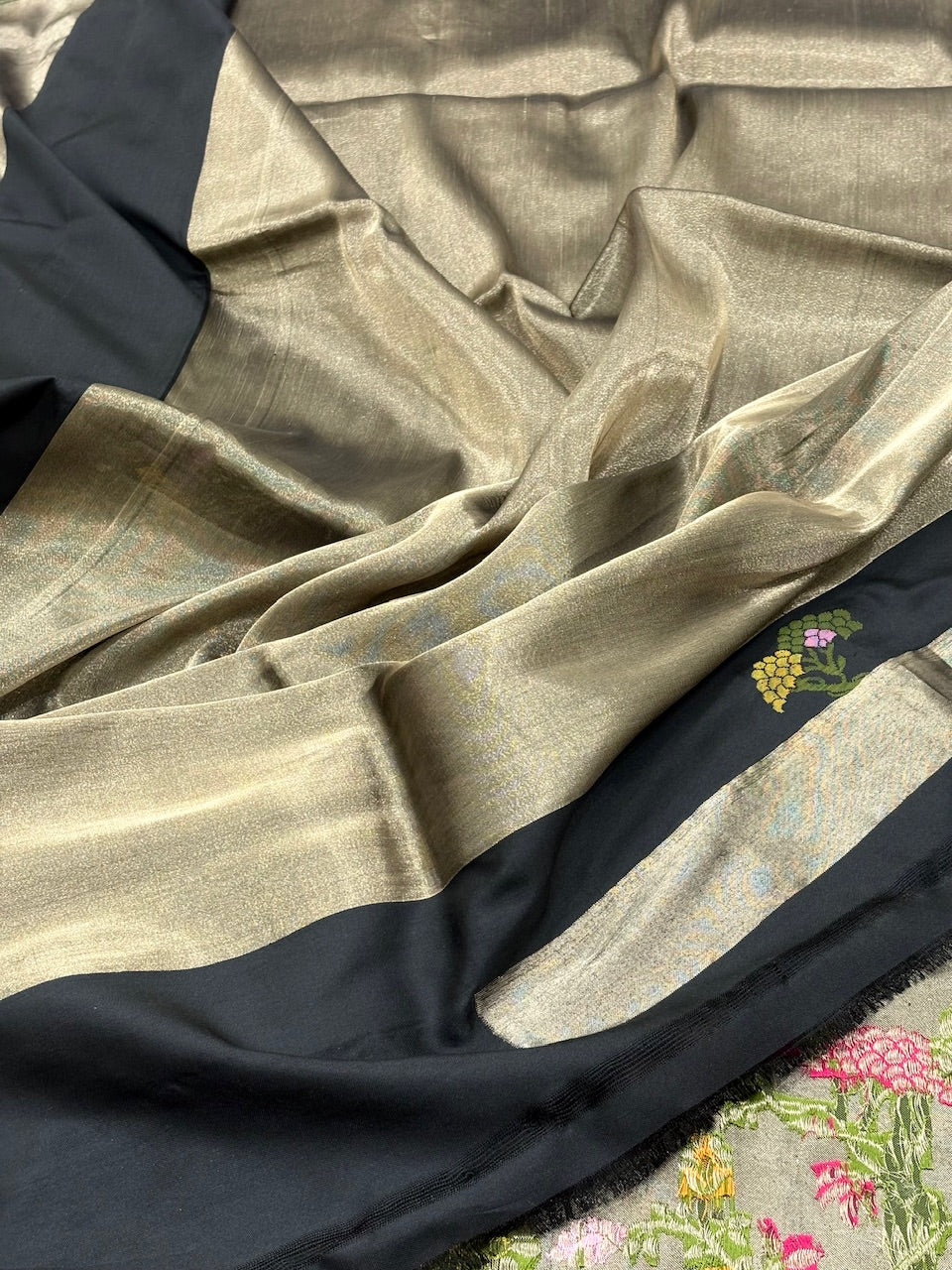 Black Pure Banarasi Ektara Silk Handwoven Saree