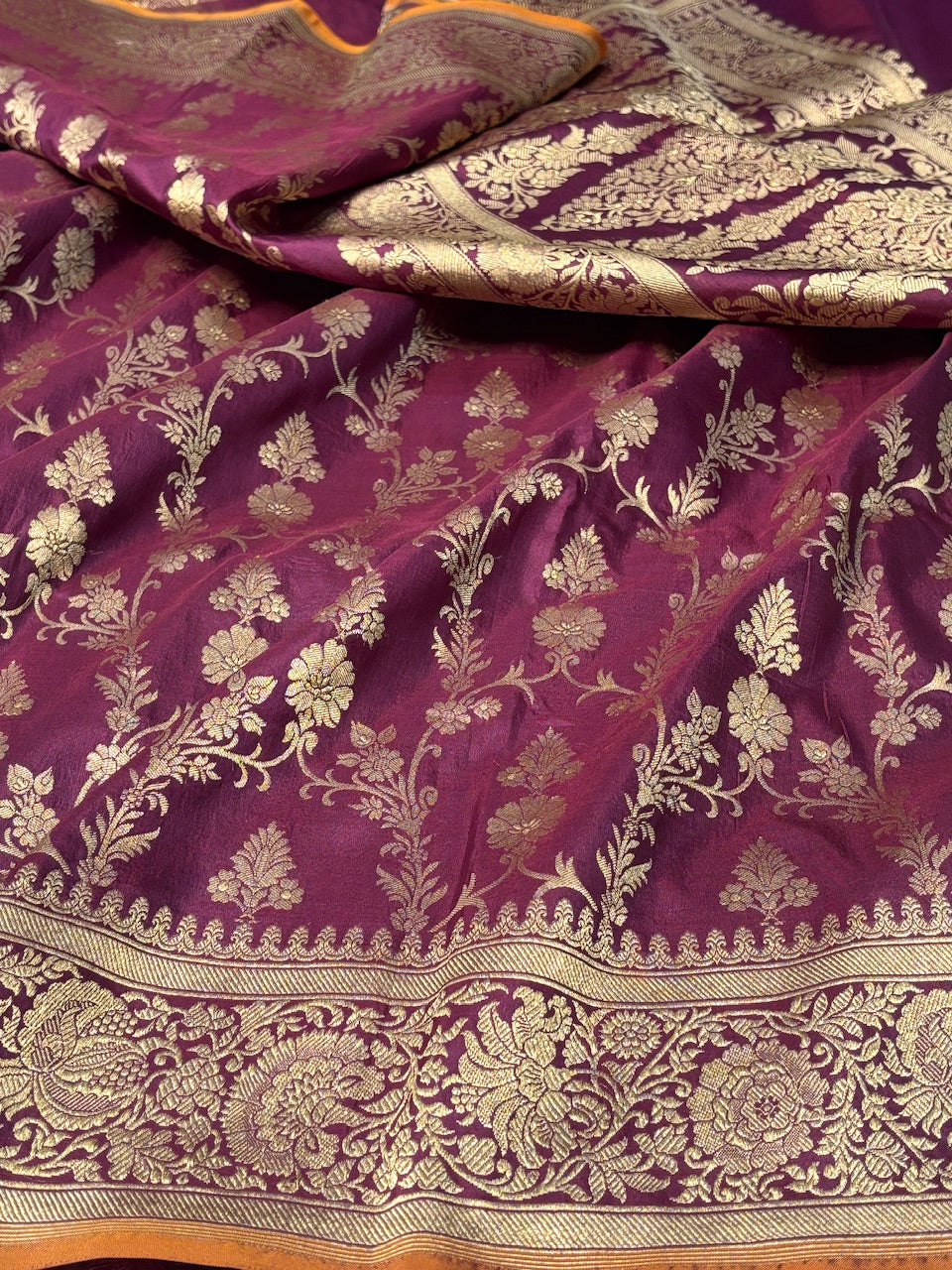 Magenta Pure Banarasi Katan Silk Saree