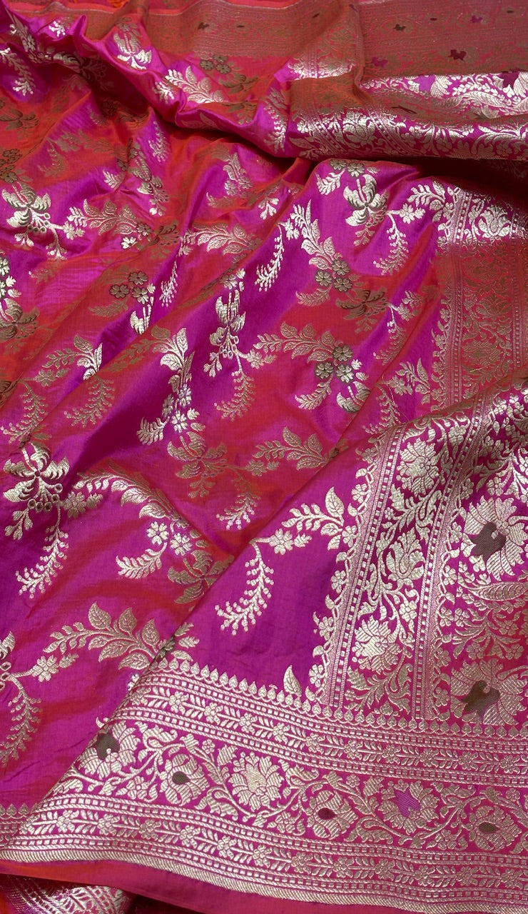 Pink Pure Banarasi Katan Silk Saree