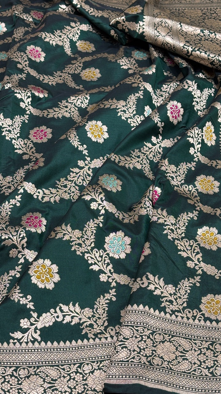 Green Pure Banarasi Katan Silk Saree