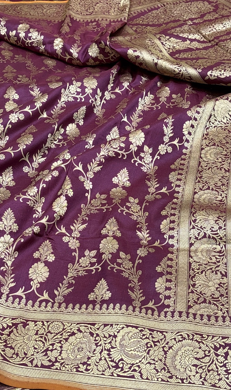 Purple Pure Banarasi Katan Silk Saree
