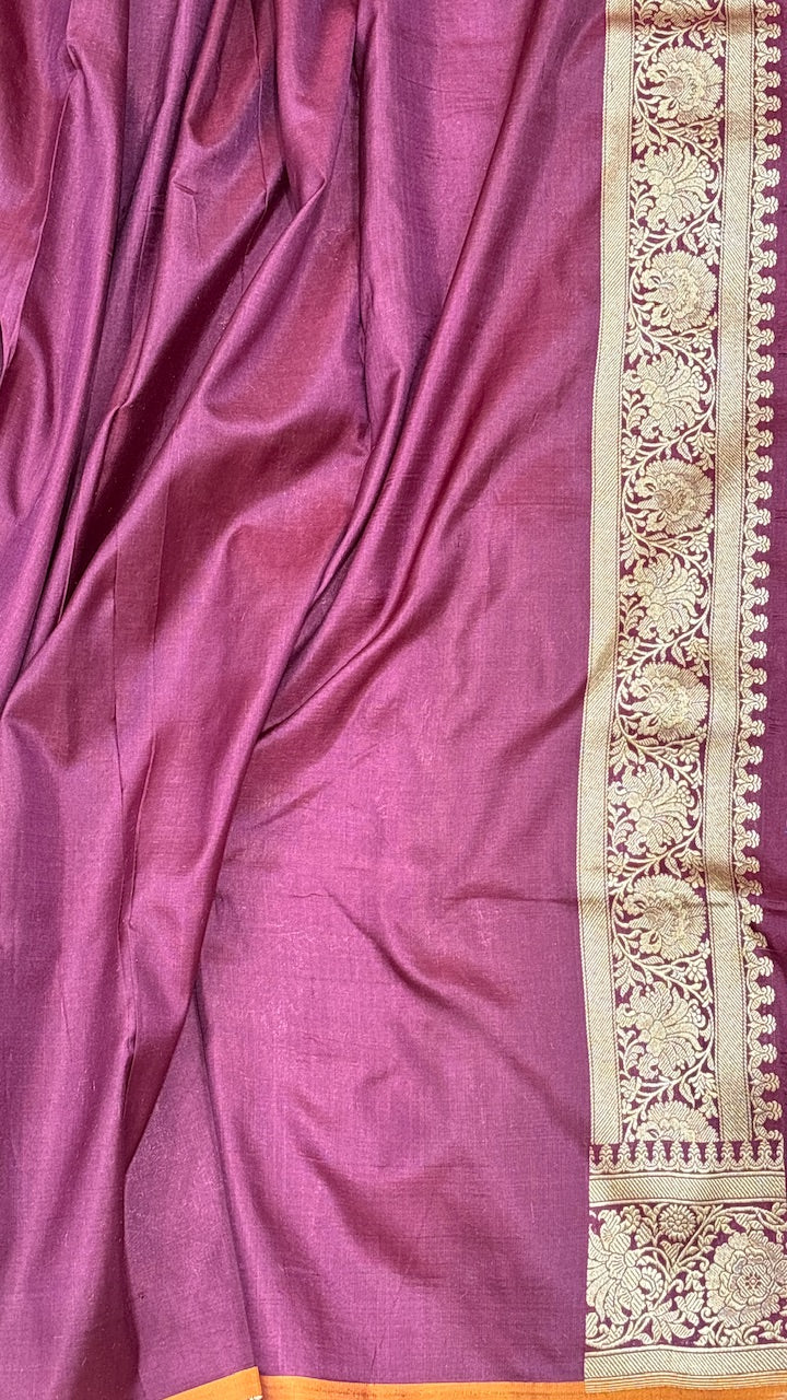 Purple Pure Banarasi Katan Silk Saree