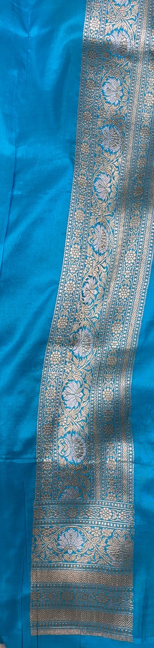 Light Blue Pure Banarasi Katan Silk Saree