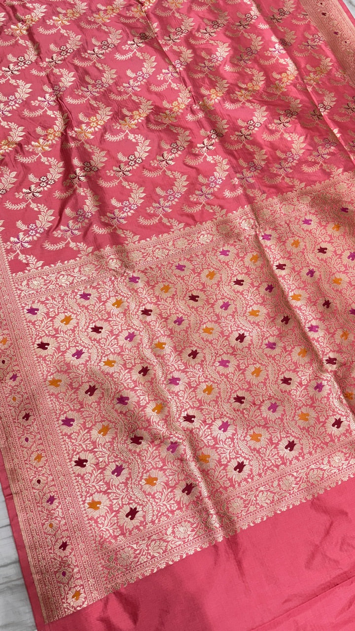 Pink Pure Banarasi Katan Silk Saree