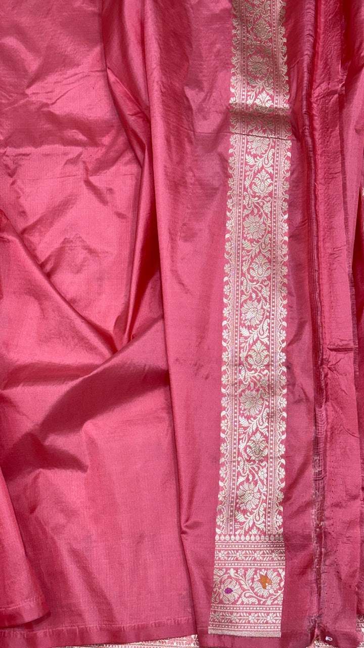 Pink Pure Banarasi Katan Silk Saree