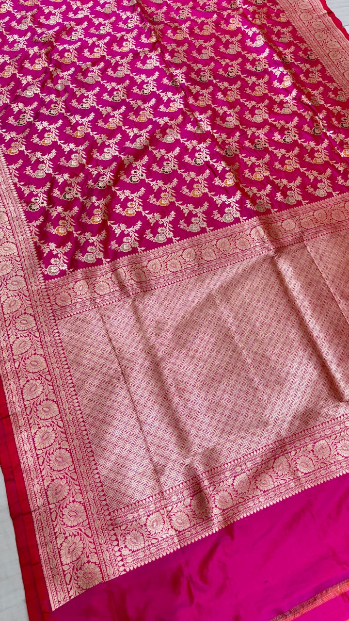 Pink Pure Banarasi Katan Silk Saree