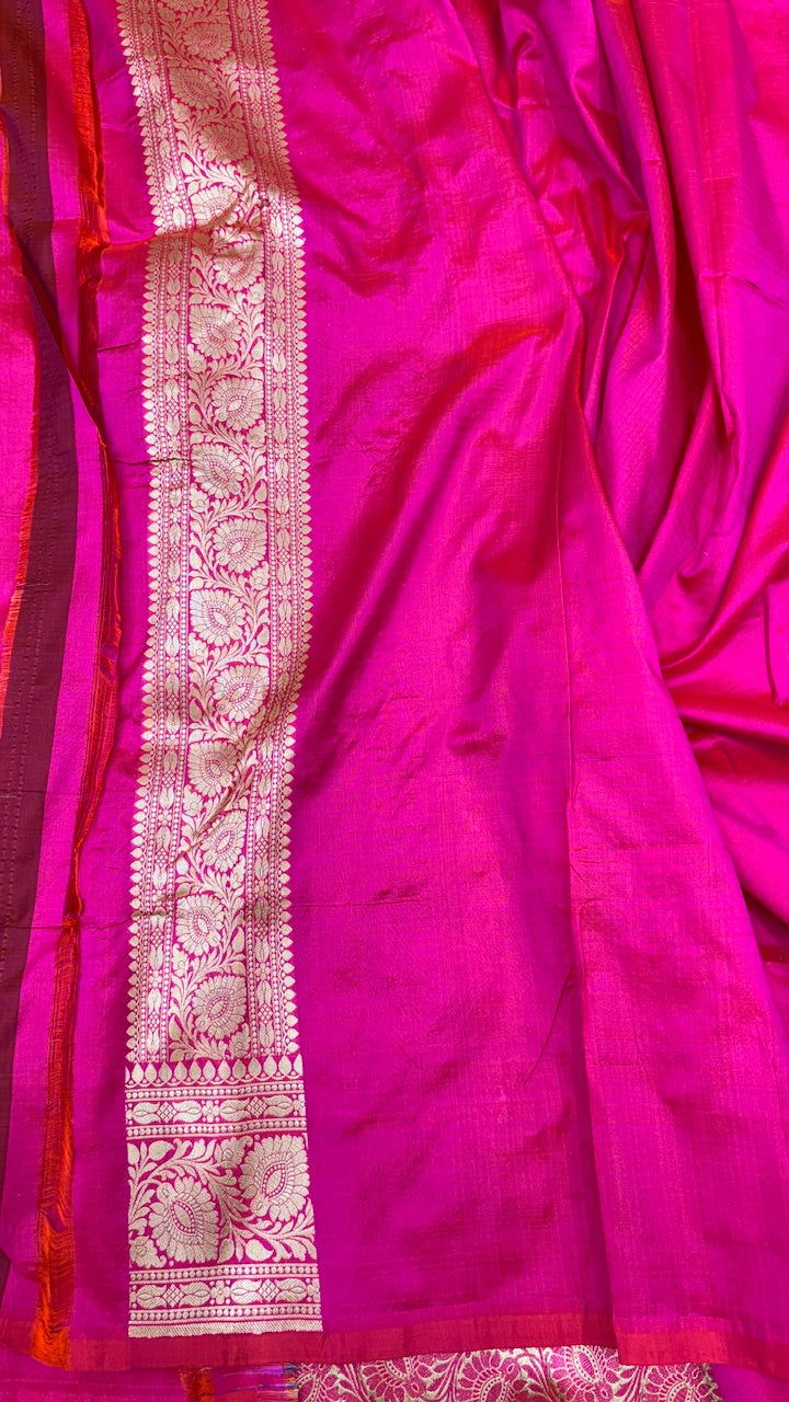 Pink Pure Banarasi Katan Silk Saree