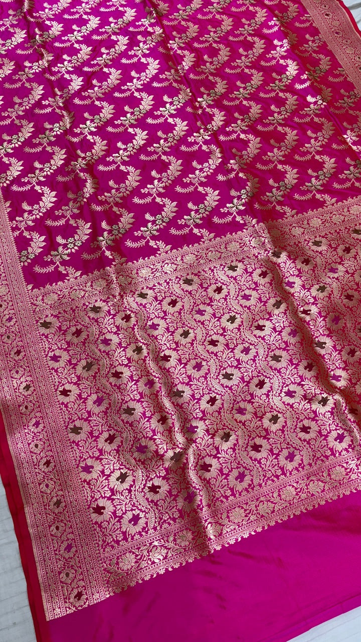 Pink Pure Banarasi Katan Silk Saree