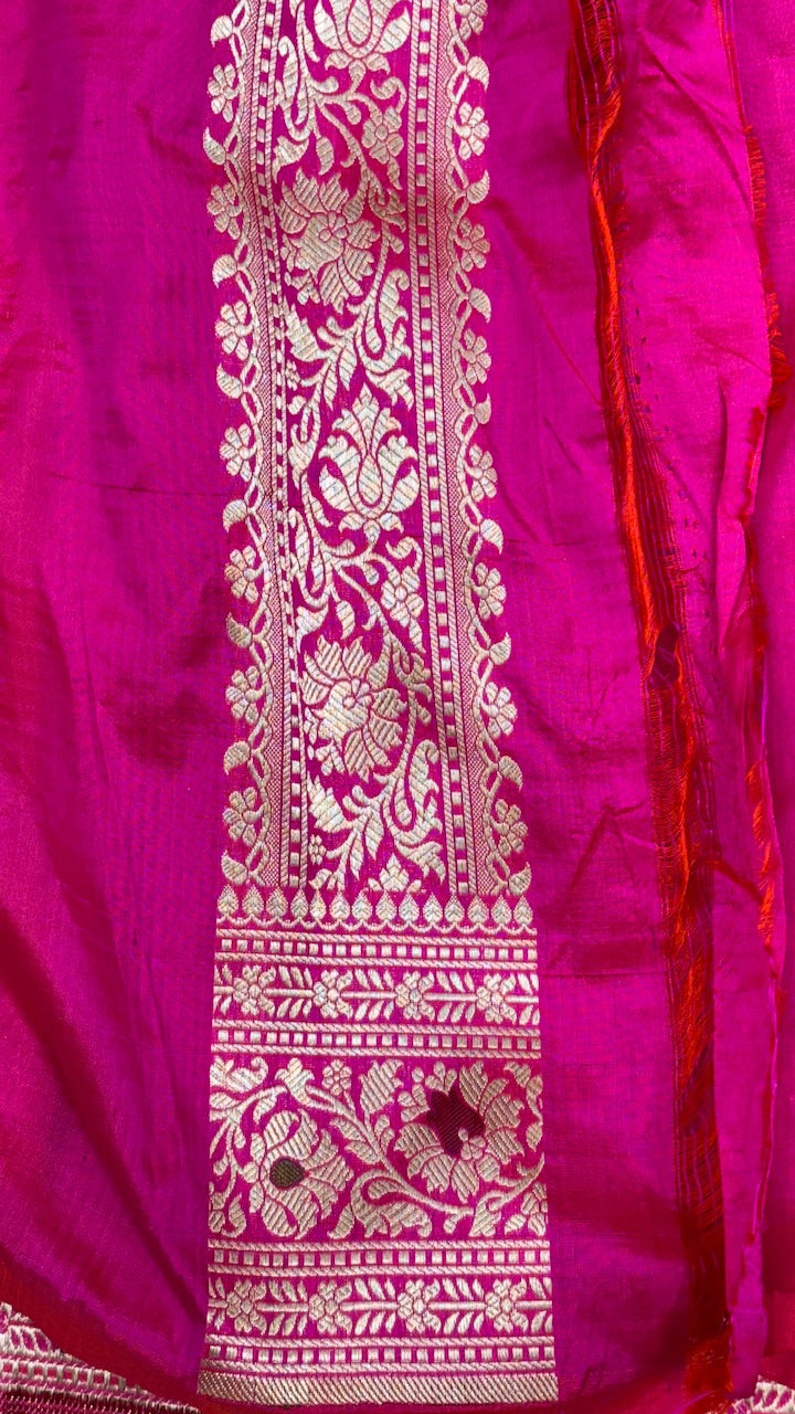 Pink Pure Banarasi Katan Silk Saree