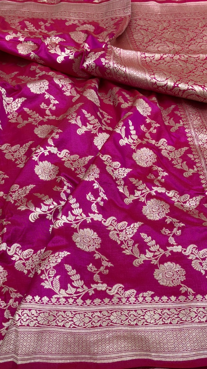 Pink Pure Banarasi Katan Silk Saree