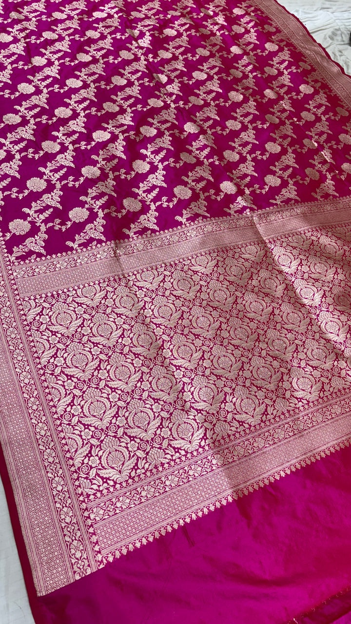 Pink Pure Banarasi Katan Silk Saree