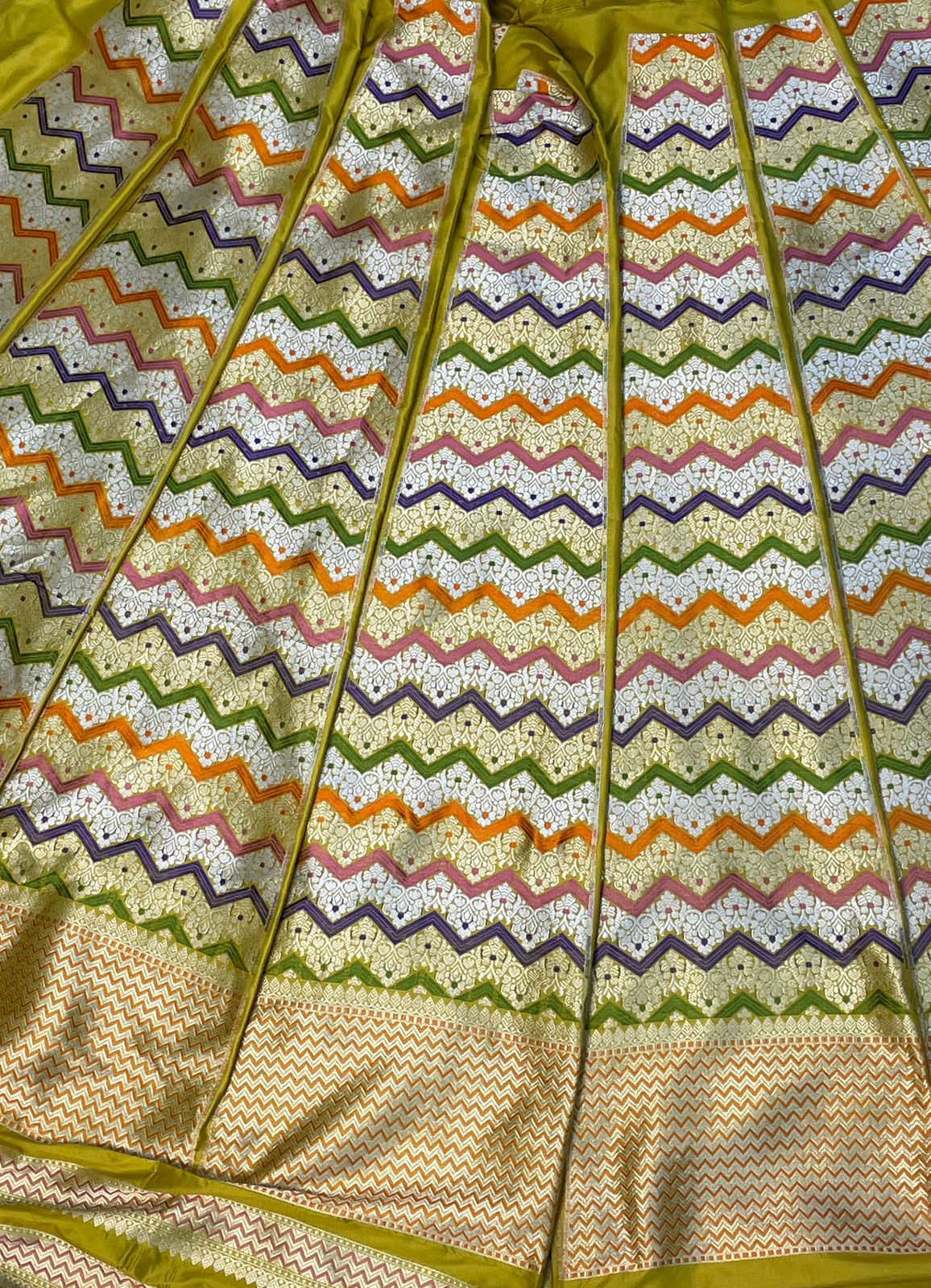 Yellow Rangkaat Banarasi Pure Katan Silk Lehenga