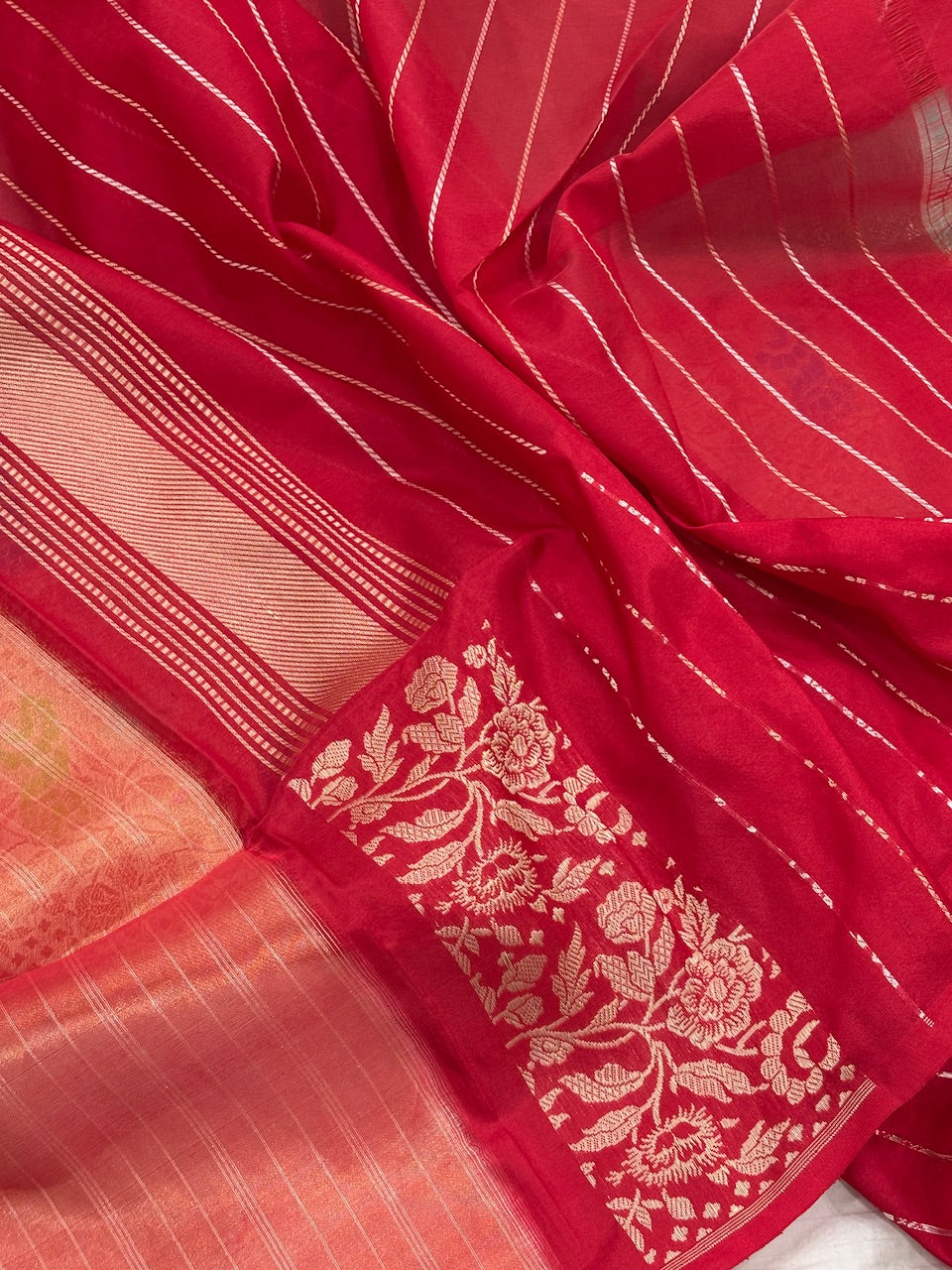 Aqua Green Banarasi Tissue Silk Handwoven Saree