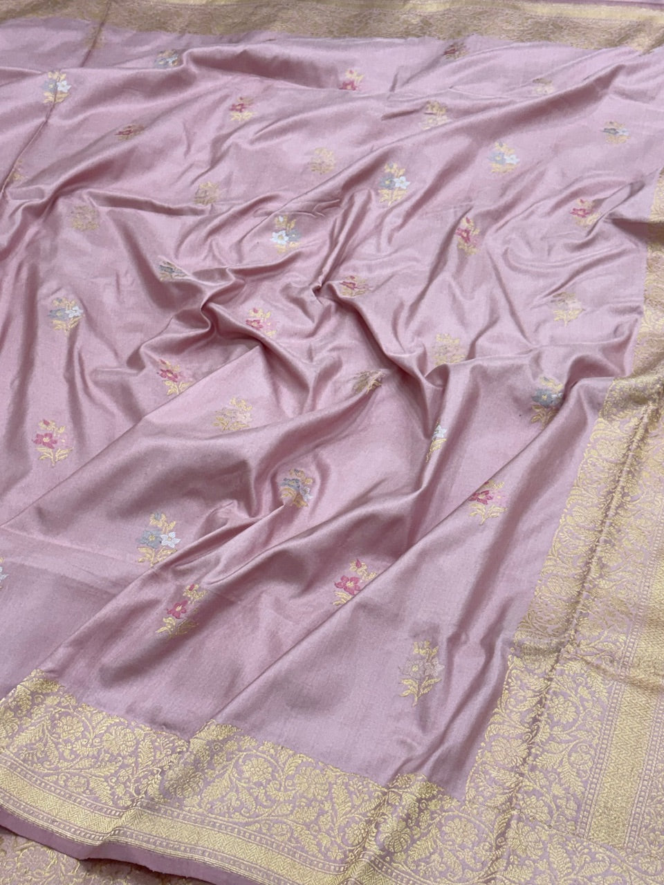 Blush Pink Banarasi Pure Katan Silk Handwoven Saree