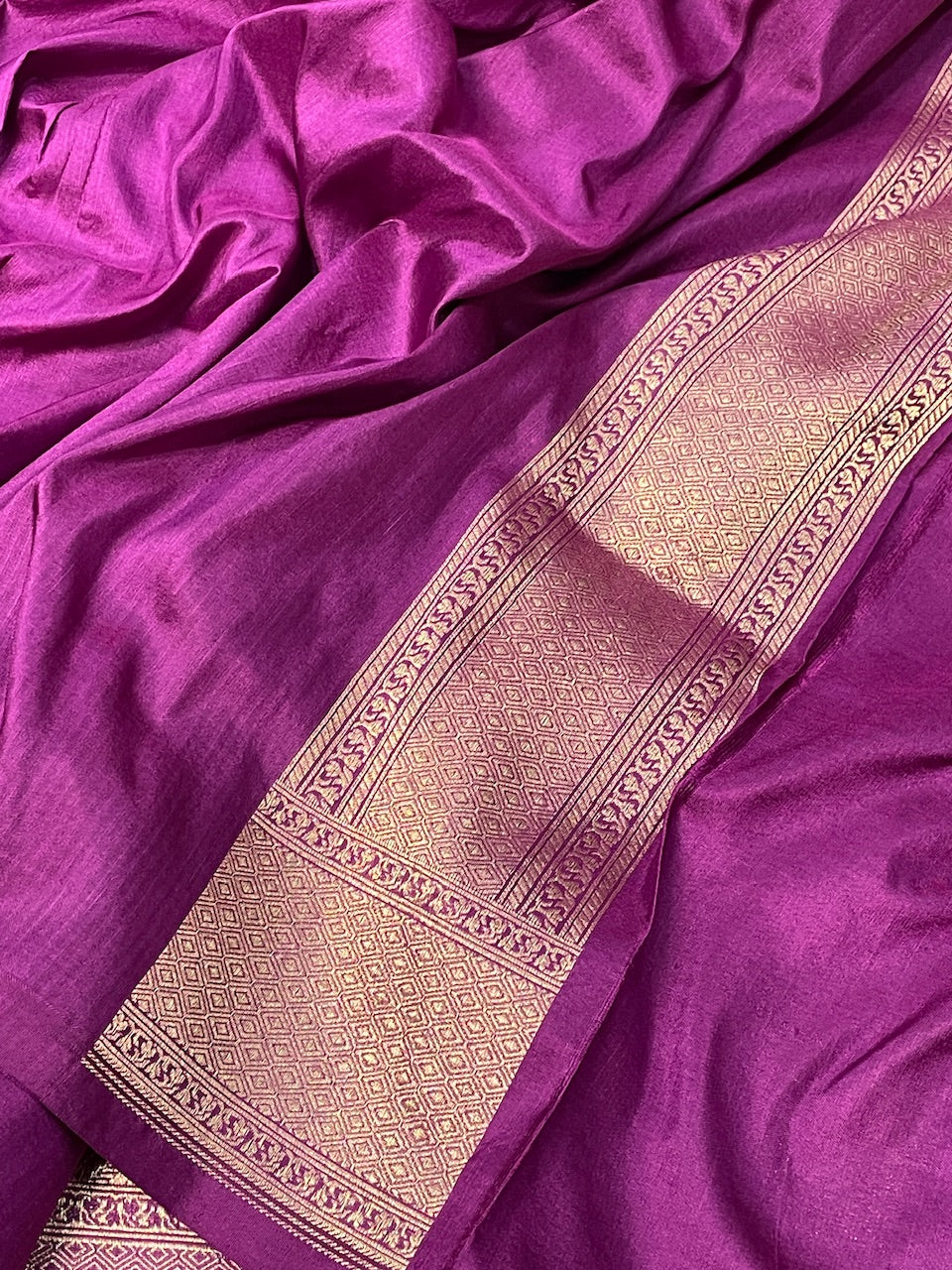 Magenta Banarasi Brocade Silk Saree
