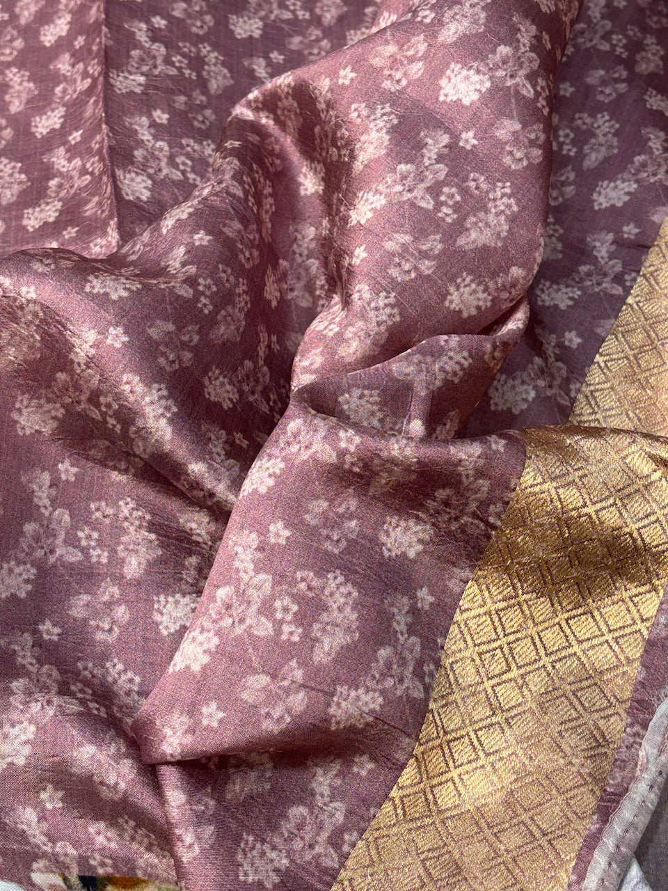 Mauve Pink Printed Mango Katan Banarasi Silk Handwoven Saree
