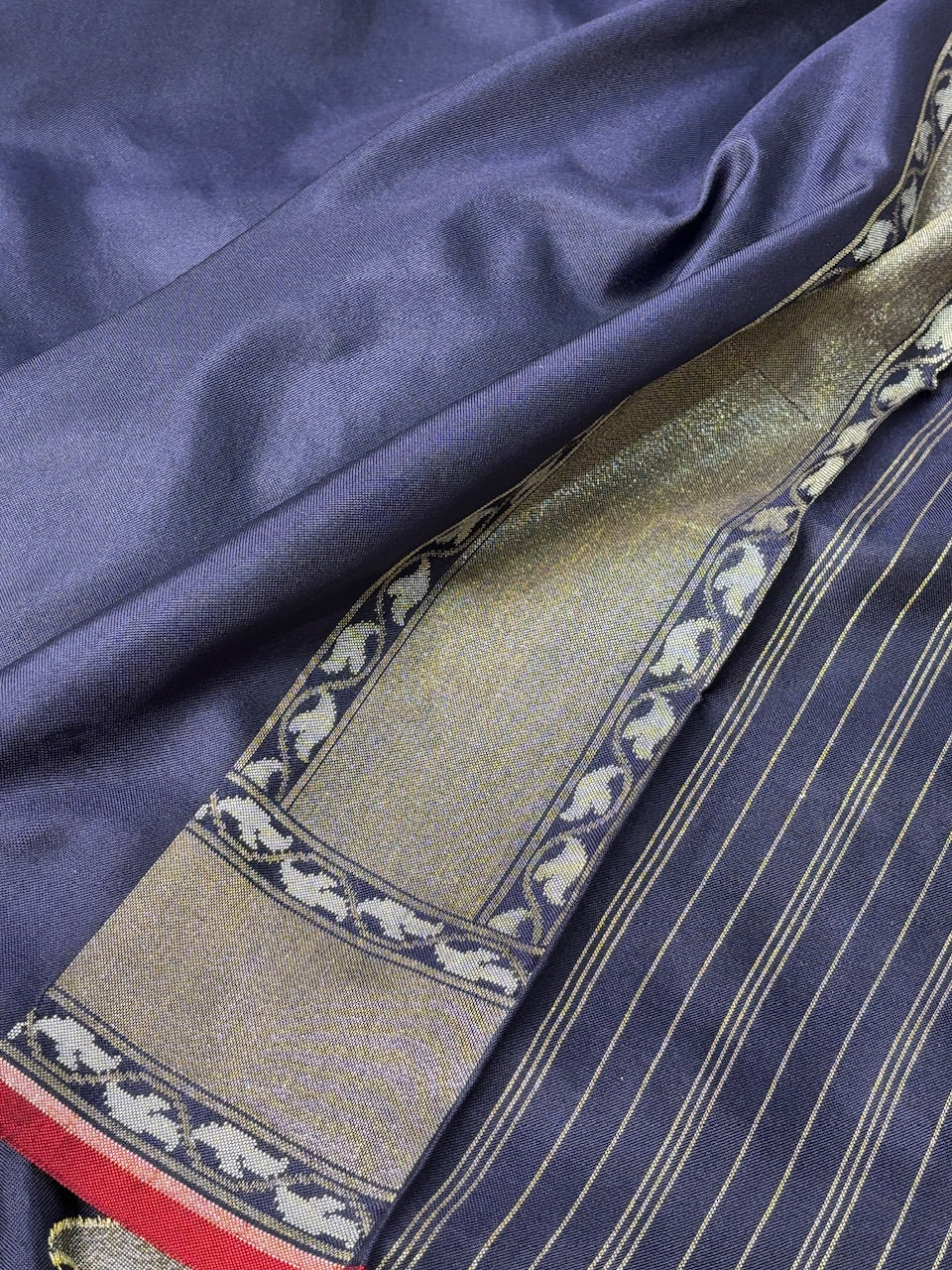 Neavy Blue Silk Jamdani Saree with Zari Weaves