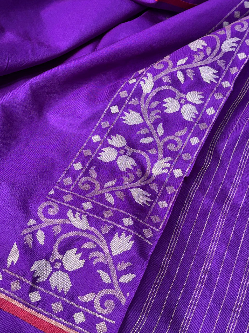 Purple Silk Jamdani Saree with Zari Weaves