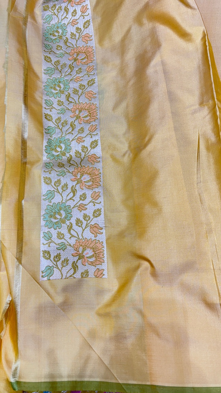 Yellow Pure Banarasi Katan Silk Saree