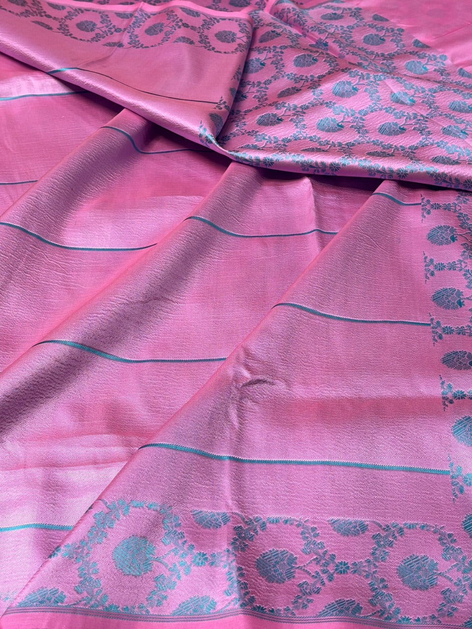 Pink Satin Tanchoi Silk Banarasi Handwoven Saree