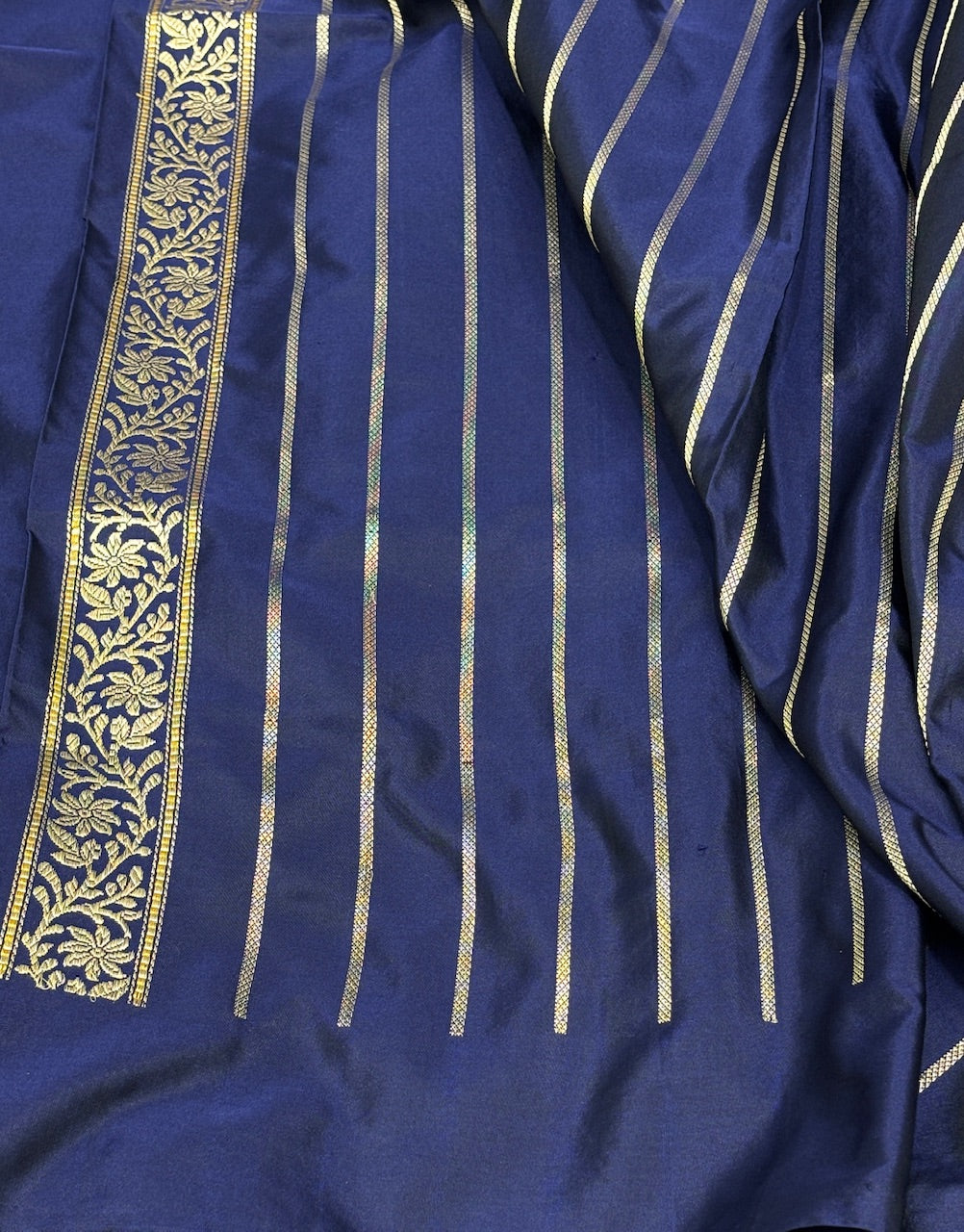 Dark Blue Pure Banarasi Katan Silk Saree