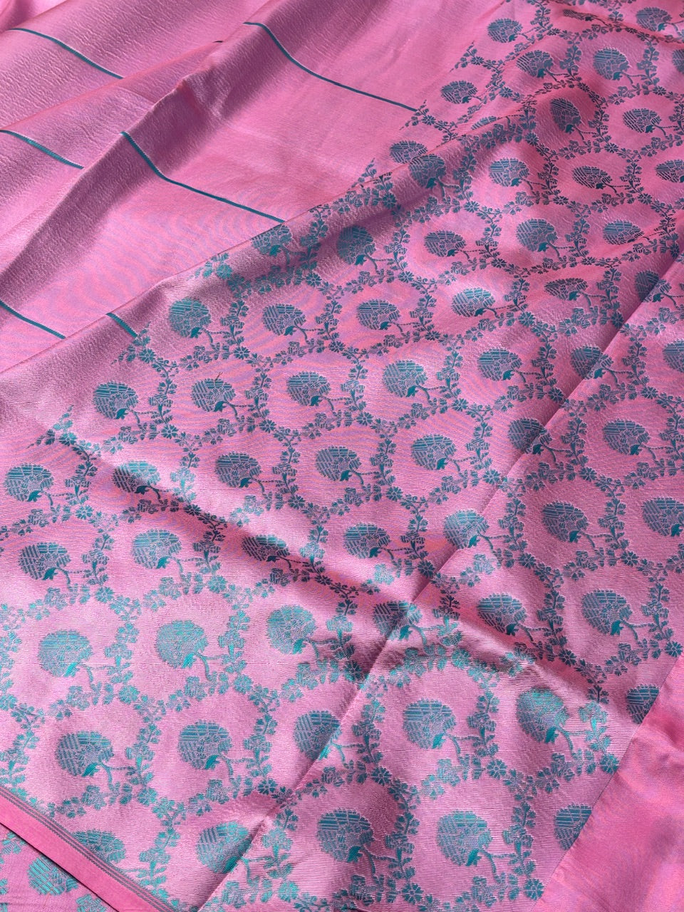 Pink Satin Tanchoi Silk Banarasi Handwoven Saree