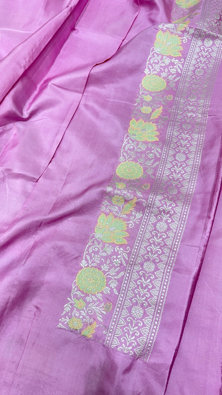 Pink Pure Banarasi Katan Silk Saree