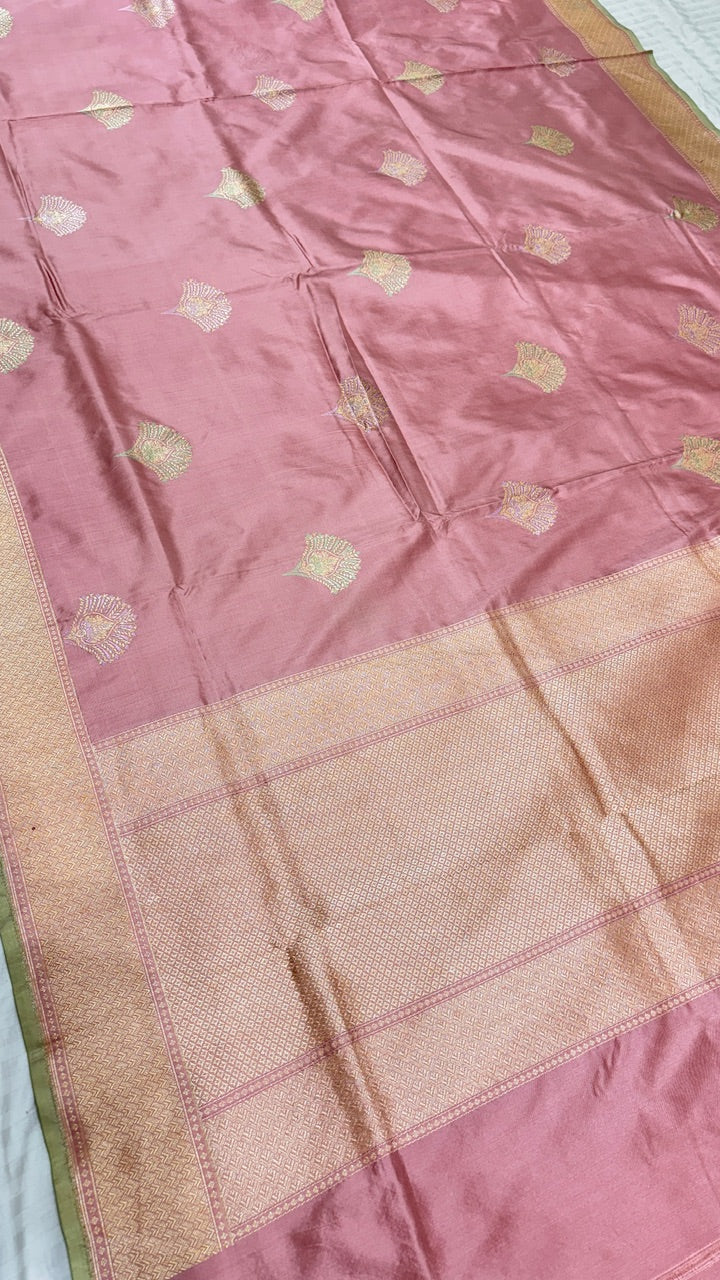 Baby Pink Pure Banarasi Katan Silk Saree