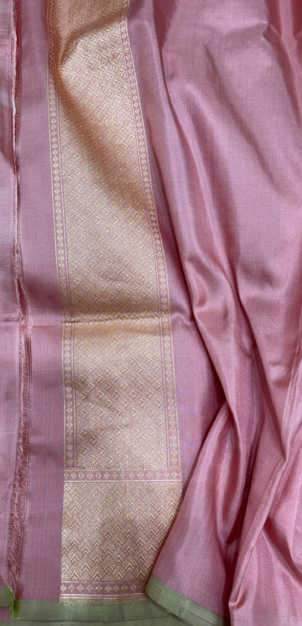 Baby Pink Pure Banarasi Katan Silk Saree